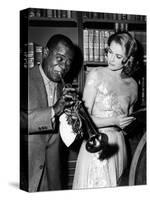 Haute societe, HIGH SOCIETY by CharlesWalters with Louis Armstrong and Grace Kelly, 1969 (b/w photo-null-Stretched Canvas