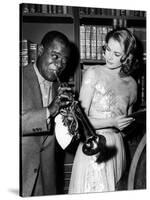 Haute societe, HIGH SOCIETY by CharlesWalters with Louis Armstrong and Grace Kelly, 1969 (b/w photo-null-Stretched Canvas