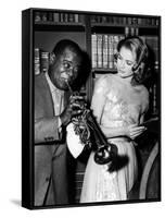 Haute societe, HIGH SOCIETY by CharlesWalters with Louis Armstrong and Grace Kelly, 1969 (b/w photo-null-Framed Stretched Canvas