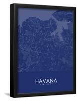 Havana, Cuba Blue Map-null-Framed Poster