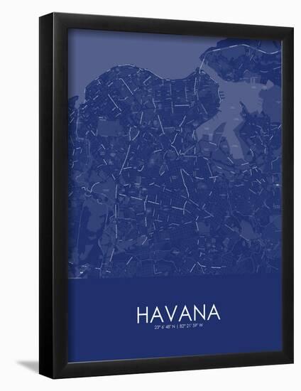 Havana, Cuba Blue Map-null-Framed Poster