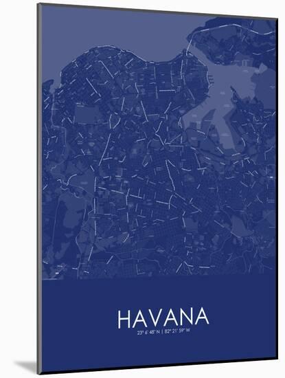 Havana, Cuba Blue Map-null-Mounted Poster