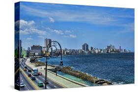 Havana, Cuba. Malecon along water-Bill Bachmann-Stretched Canvas
