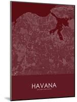 Havana, Cuba Red Map-null-Mounted Poster