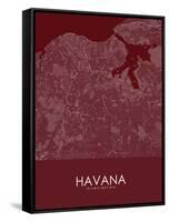 Havana, Cuba Red Map-null-Framed Stretched Canvas