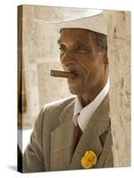 Havana, Cuban Man, Plaza De La Catedral, Havana, Cuba-Paul Harris-Stretched Canvas