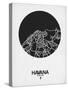 Havana Street Map Black on White-NaxArt-Stretched Canvas