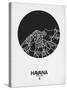 Havana Street Map Black on White-NaxArt-Stretched Canvas