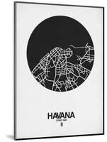Havana Street Map Black on White-NaxArt-Mounted Art Print