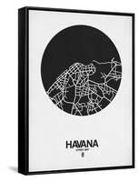 Havana Street Map Black on White-NaxArt-Framed Stretched Canvas