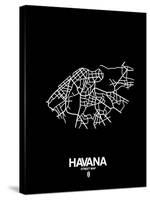 Havana Street Map Black-NaxArt-Stretched Canvas