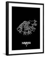 Havana Street Map Black-NaxArt-Framed Art Print