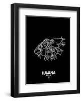 Havana Street Map Black-NaxArt-Framed Art Print
