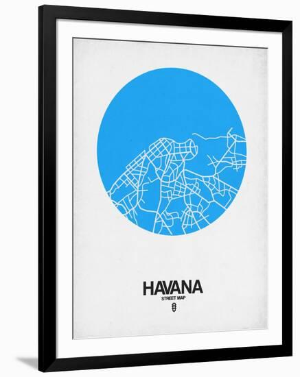 Havana Street Map Blue-NaxArt-Framed Art Print