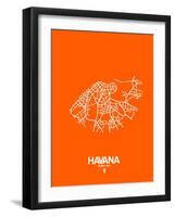 Havana Street Map Orange-NaxArt-Framed Art Print