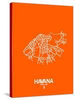 Havana Street Map Orange-NaxArt-Stretched Canvas