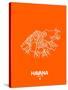 Havana Street Map Orange-NaxArt-Stretched Canvas