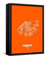 Havana Street Map Orange-NaxArt-Framed Stretched Canvas