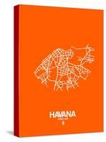 Havana Street Map Orange-NaxArt-Stretched Canvas