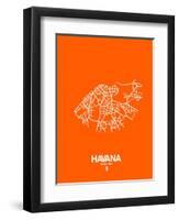 Havana Street Map Orange-NaxArt-Framed Art Print