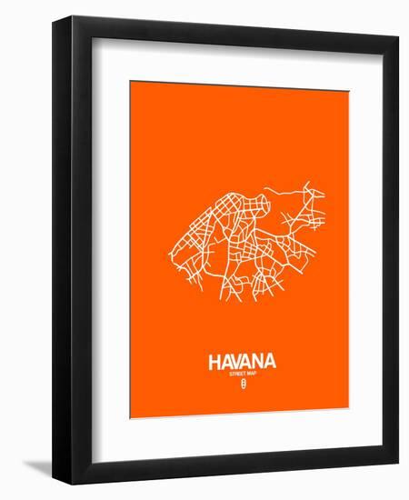 Havana Street Map Orange-NaxArt-Framed Art Print