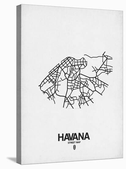 Havana Street Map White-NaxArt-Stretched Canvas