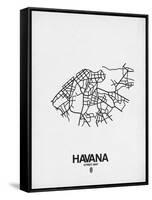 Havana Street Map White-NaxArt-Framed Stretched Canvas