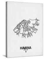 Havana Street Map White-NaxArt-Stretched Canvas