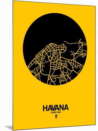 Havana Street Map Yellow-NaxArt-Mounted Art Print