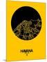 Havana Street Map Yellow-NaxArt-Mounted Art Print