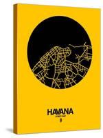 Havana Street Map Yellow-NaxArt-Stretched Canvas