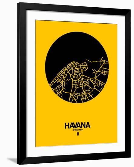 Havana Street Map Yellow-NaxArt-Framed Art Print