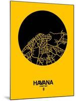 Havana Street Map Yellow-NaxArt-Mounted Art Print