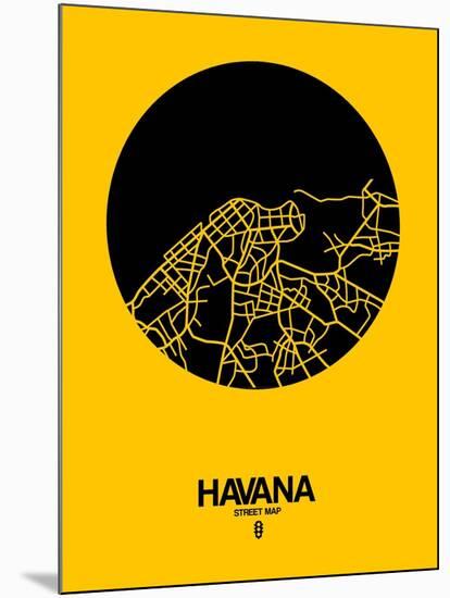 Havana Street Map Yellow-NaxArt-Mounted Art Print