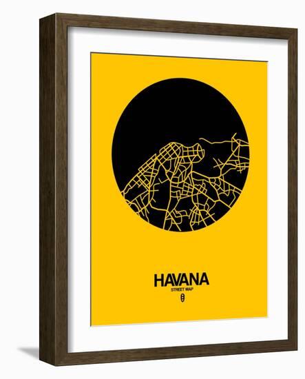 Havana Street Map Yellow-NaxArt-Framed Art Print