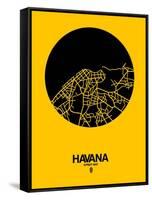 Havana Street Map Yellow-NaxArt-Framed Stretched Canvas