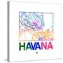 Havana Watercolor Street Map-NaxArt-Stretched Canvas