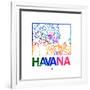 Havana Watercolor Street Map-NaxArt-Framed Premium Giclee Print