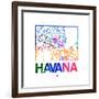 Havana Watercolor Street Map-NaxArt-Framed Premium Giclee Print