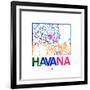 Havana Watercolor Street Map-NaxArt-Framed Premium Giclee Print