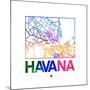 Havana Watercolor Street Map-NaxArt-Mounted Premium Giclee Print