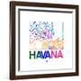 Havana Watercolor Street Map-NaxArt-Framed Art Print