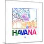 Havana Watercolor Street Map-NaxArt-Mounted Art Print