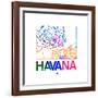 Havana Watercolor Street Map-NaxArt-Framed Art Print