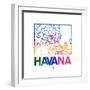 Havana Watercolor Street Map-NaxArt-Framed Premium Giclee Print