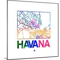 Havana Watercolor Street Map-NaxArt-Mounted Premium Giclee Print