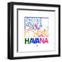 Havana Watercolor Street Map-NaxArt-Framed Art Print