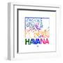 Havana Watercolor Street Map-NaxArt-Framed Art Print