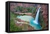 Havasu Waterfall on the Havasupai Reservation in Arizona, USA-Chuck Haney-Framed Stretched Canvas