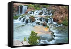 Havasu Waterfall on the Havasupai Reservation in Arizona, USA-Chuck Haney-Framed Stretched Canvas